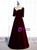 Burgundy Scoop Short Sleeve Pleats Prom Dress