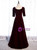 Burgundy Scoop Short Sleeve Pleats Prom Dress