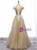 Gold Sequins Cap Sleeve High Neck Prom Dress