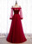 Burgundy Spaghetti Straps Tulle Velvet Prom Dress