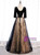 Burgundy Tulle Sequins Short Sleeve Prom Dress