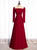 Burgundy Long Sleeve SeeThrough Neck Prom Dress