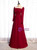 Burgundy Long Sleeve SeeThrough Neck Prom Dress