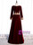 Burgundy V-neck Long Sleeve Lace Prom Dress