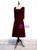 Burgundy Velvet Short Sleeve Square Neck Prom Dress