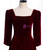 Burgundy Velvet Short Sleeve Square Neck Prom Dress