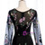 Black Tulle Embroidery Flower Long Sleeve Prom Dress