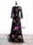 Adorable Black Tulle Embroidery Long Sleeve Prom Dress