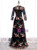 Adorable Black Tulle Embroidery Long Sleeve Prom Dress