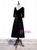 Black V-neck Short Sleeve Velvet Beading Prom Dress