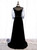 Black Velvet Puff Sleeve High Neck Prom Dress