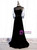 Black Velvet Puff Sleeve High Neck Prom Dress