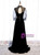 Black Velvet Puff Sleeve High Neck Prom Dress