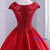 Red Ball Gown Satin Appliques Beading Prom Dresses