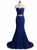 Rpyal Blue Mermaid Lace Strapless Evening Dresses