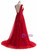 Red Tulle V-neck Backless Appliques Prom Dress