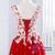 A-Line Red Tulle White Appliques Prom Dress