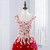 A-Line Red Tulle White Appliques Prom Dress