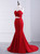 Red Mermaid Sweetheart Pleats Cut Out Prom Dress