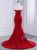 Red Mermaid Sweetheart Pleats Cut Out Prom Dress