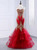 Red Mermaid Tulle Appliques Sweetheart Prom Dress