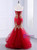 Red Mermaid Tulle Appliques Sweetheart Prom Dress