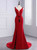 Red Mermaid V-neck Beading Prom Dress With Split