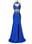 Royal Blue Mermaid Halter Appliques Prom Dress