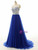 Royal Blue Tulle Lace Button Prom Dress