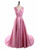 Simple Pink Satin V-neck Pleats Prom Dress