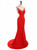 Red Mermaid V-neck Illusion Back Beading Prom Dress