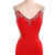 Red Mermaid V-neck Illusion Back Beading Prom Dress