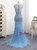 Blue Mermaid V-neck Beading Crystal Prom Dress