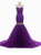 Purple Mermaid Tulle Satin Appliques Prom Dress