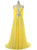 Pretty Yellow Chiffon Crystal Pleats Prom Dress