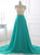 Green Chiffon Beading Crystal Illusion Prom Dress