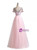 Pink Tulle Short Sleeve Crystal Beading Prom Dress