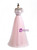 Pink Tulle Short Sleeve Crystal Beading Prom Dress
