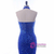 Luxury Blue Mermaid Tulle Halter Crystal Beading Prom Dress