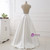 White Satin Deep V-neck Backless Beading Sequins Prom Dress