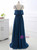 A-Line Blue Chiffon Halter Simple Prom Dress