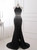 Black Mermaid Two Piece Beading Crystal Prom Dress