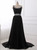 Black Chiffon Pleats Beading Sequins Prom Dress