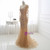 Gold Mermaid V-neck Backless Long Sleeve Beading Sequins Prom Dress