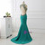 Green Mermaid V-neck Beading Crystal Prom Dress