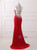 Red Mermaid Lockhole Backless Beading Prom Dress