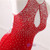 Red Mermaid Lockhole Backless Beading Prom Dress