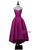 Burgundy Satin Hi Lo Strapless Prom Dress