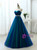 Blue Tulle Sweetheart Pleats Crystal Beading Prom Dress