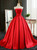 Women Red Satin Strapless Prom Dress